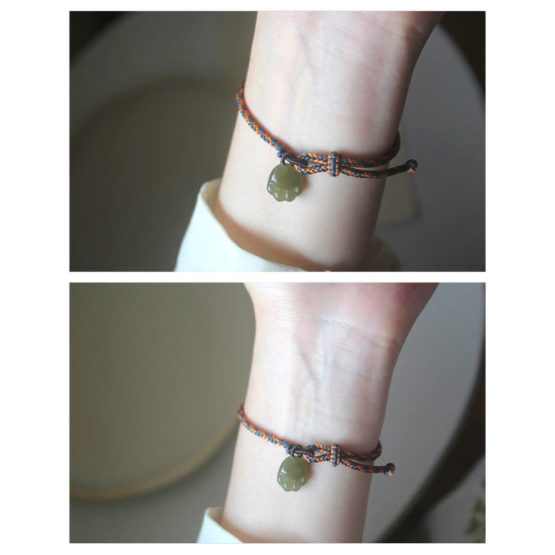 Stone of buddha Hetian Jade Cat Paw Lucky Bag Pattern Prosperity Bracelet