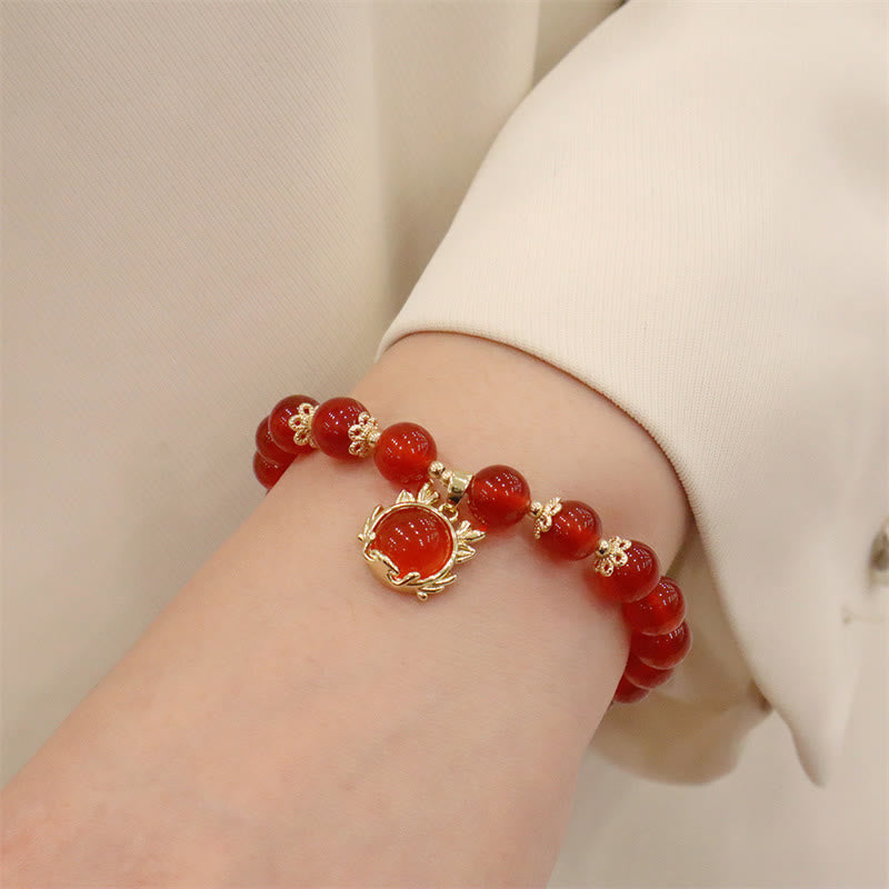 Stone of buddha Year of the Dragon Red Agate Jade Peace Buckle Fu Character Success Bracelet