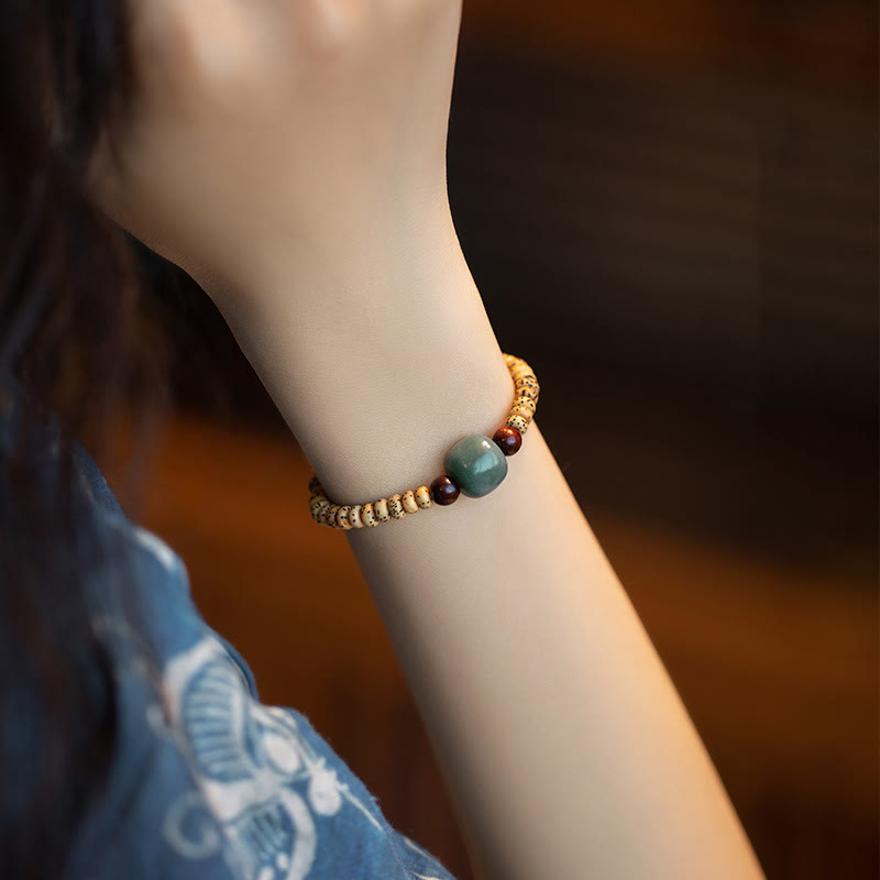 Stone of buddha Bodhi Seed Small Leaf Red Sandalwood Wisdom Bracelet
