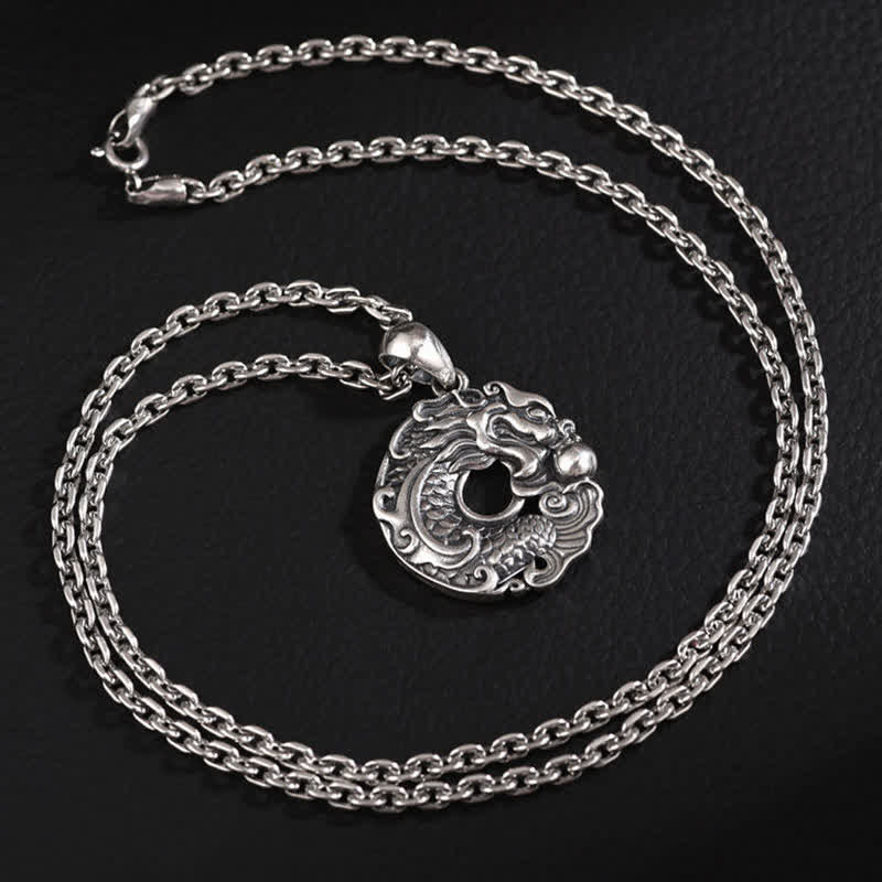 Stone of buddha Koi Fish Dragon Peace Buckle Wealth Necklace Pendant