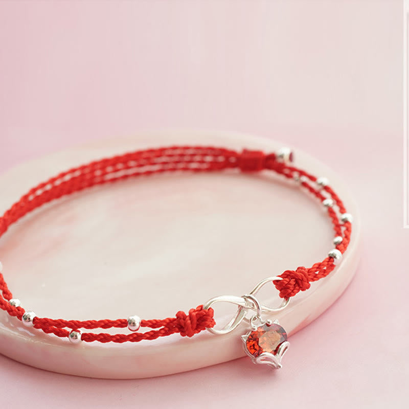 Stone of buddha Love Heart Infinity Symbol Braided String Anklet