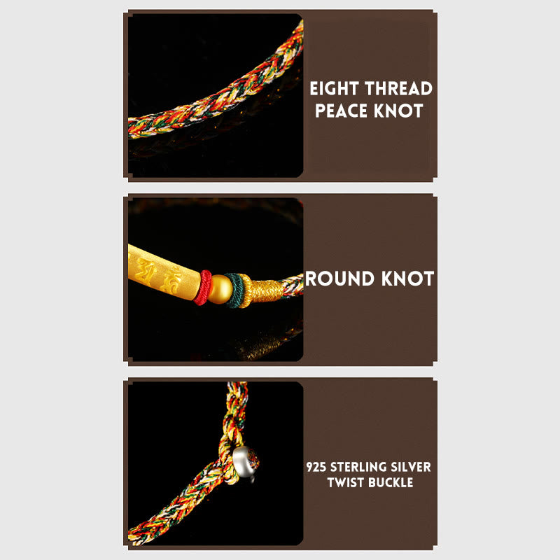 Stone of buddha Tibetan 999 Gold Om Mani Padme Hum Handcrafted Eight Thread Peace Knot Luck Braided Couple Bracelet