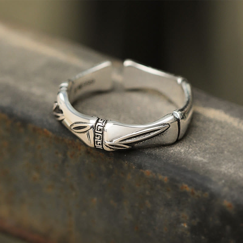 Stone of buddha Simple Bamboo Design Copper Luck Wealth Adjustable Ring