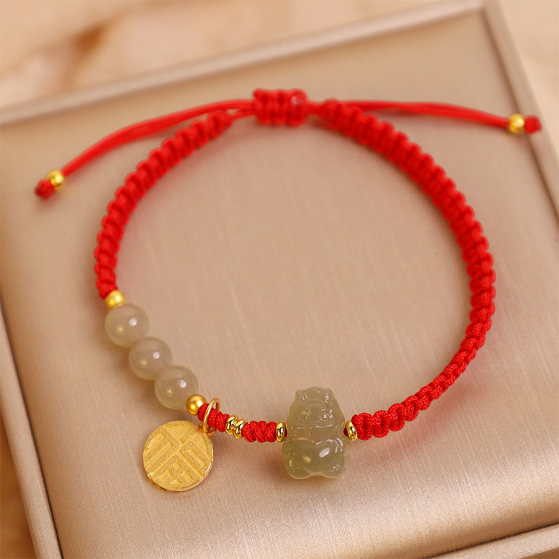 a??a??a??A Flash Sale- Stone of buddha Year of the Dragon 925 Sterling Silver Hetian Jade Fu Character Luck Bracelet