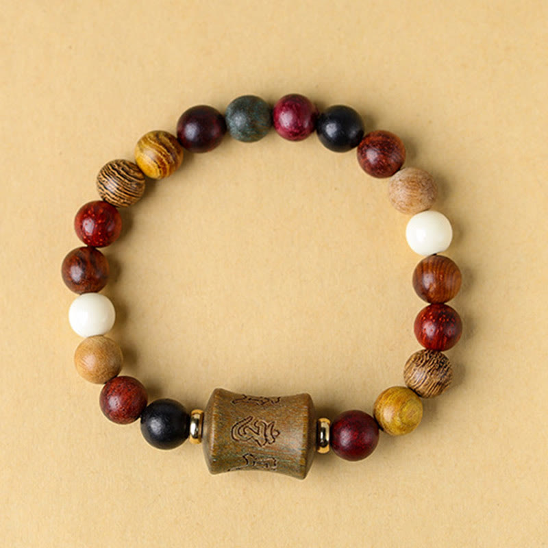 Stone of buddha Tibet Multicolored Sandalwood Om Mani Padme Hum Protection Bracelet