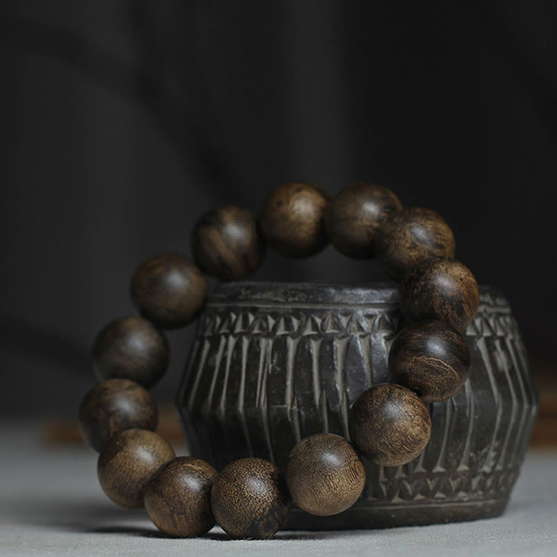 Stone of buddha Nine Points Sinking Water Vietnam Hoi An Agarwood Peace Strength Bracelet