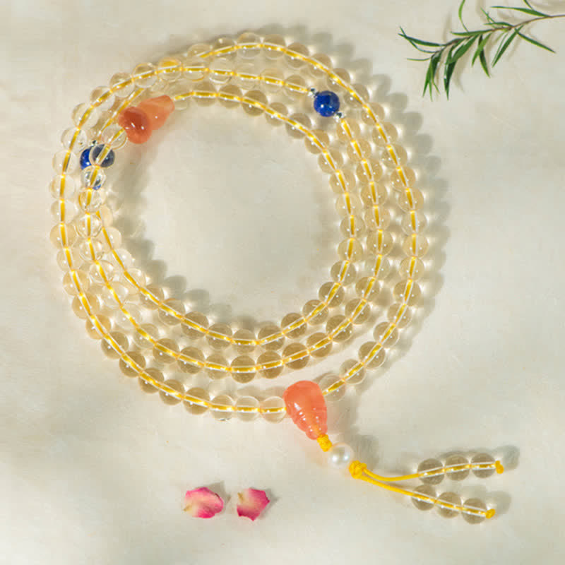 Stone of buddha 108 Mala Beads 925 Sterling Silver Natural Citrine Red Agate White Jade Prosperity Charm Bracelet