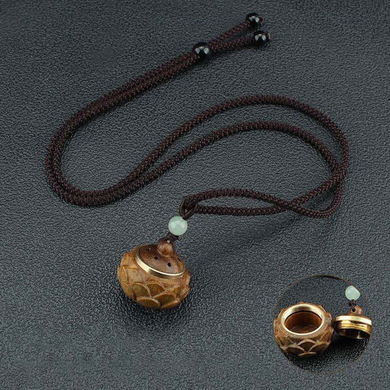 Stone of buddha Tibet Green Sandalwood Rosewood Om Mani Padme Hum Lotus Positive Soothing Necklace Pendant