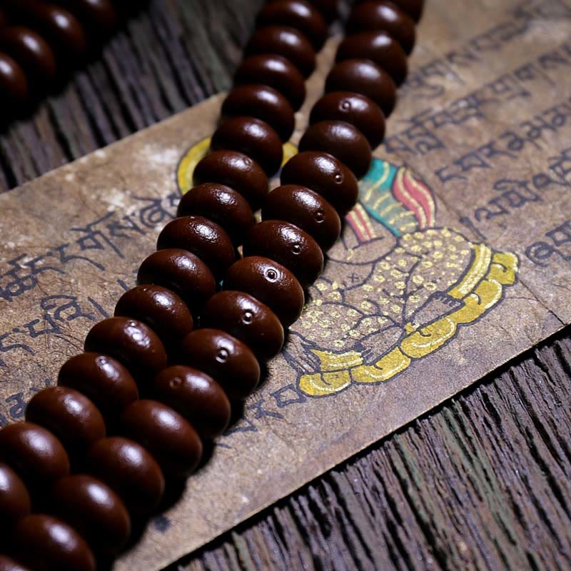 Stone of buddha Natural Tibet 108 Mala Beads Purple Bodhi Seed Three-eyed Dzi Bead Copper Dorje Harmony Bracelet