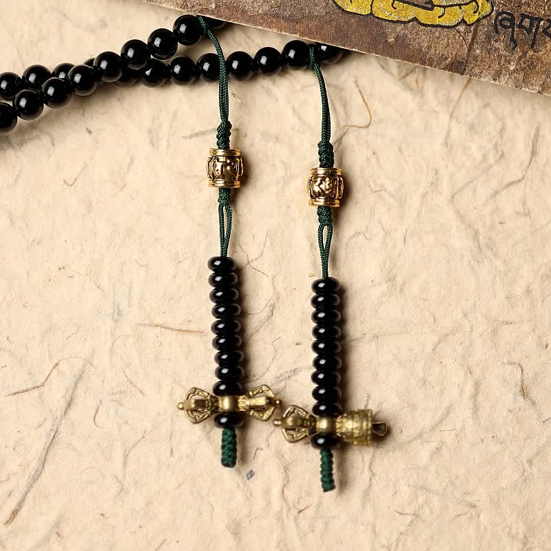 Stone of buddha Tibetan Black Onyx Hetian Jade 108 Mala Beads Fortune Bracelet