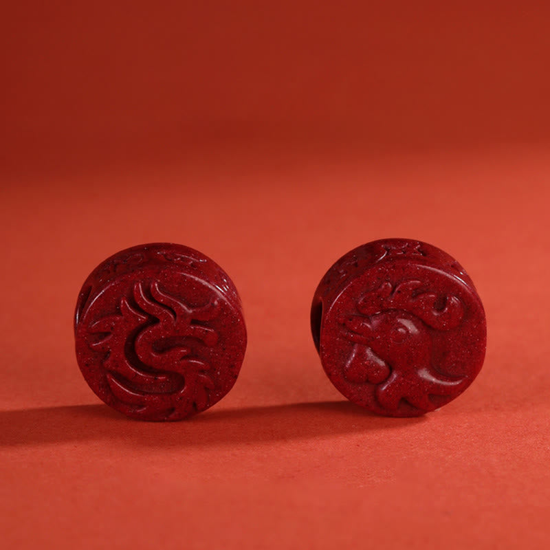 Stone of buddha Year of the Dragon 925 Sterling Silver Chinese Zodiac Cinnabar Auspicious Matches Blessing Bracelet
