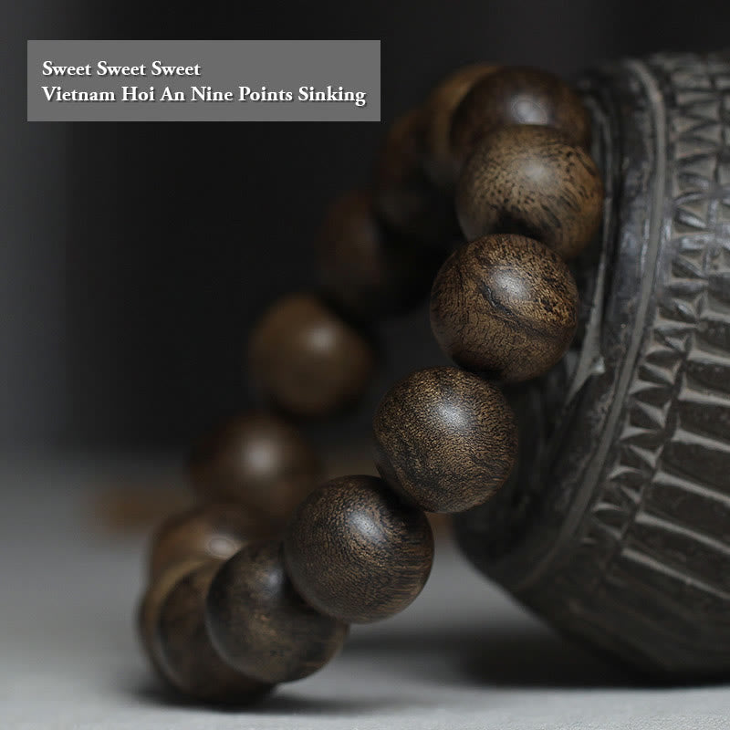 Stone of buddha Nine Points Sinking Water Vietnam Hoi An Agarwood Peace Strength Bracelet