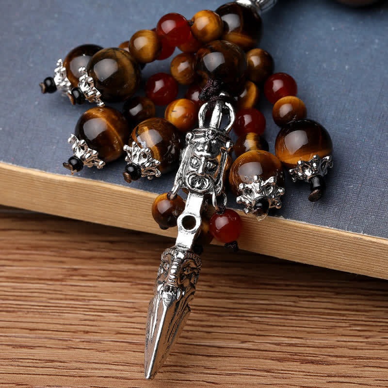 Stone of buddha Natural Tiger Eye Red Agate Dragon Vein Agate Stone Vajra Dorje Power Healing Bracelet Car Decoration