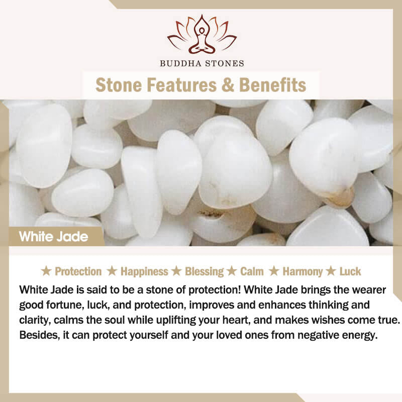 Stone of buddha Natural Hetian White Jade PiXiu Wealth String Bracelet
