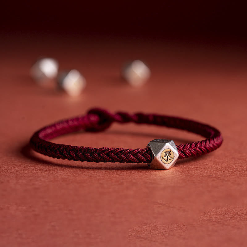 Stone of buddha 925 Sterling Silver Handmade Chinese Zodiac Natal Buddha Luck Protection Braided String Bracelet