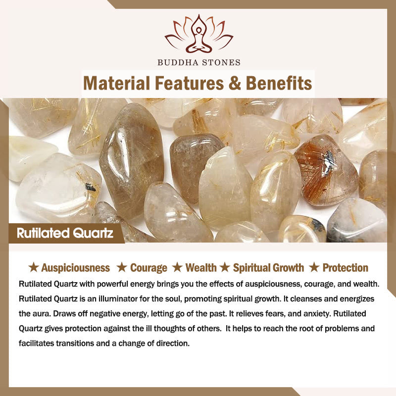 Stone of buddha Colorful Rutilated Quartz Double Wrap Spiritual Growth Bead Bracelet