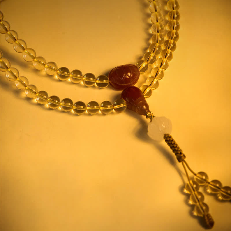 Stone of buddha 108 Mala Beads 925 Sterling Silver Natural Citrine Red Agate White Jade Prosperity Charm Bracelet