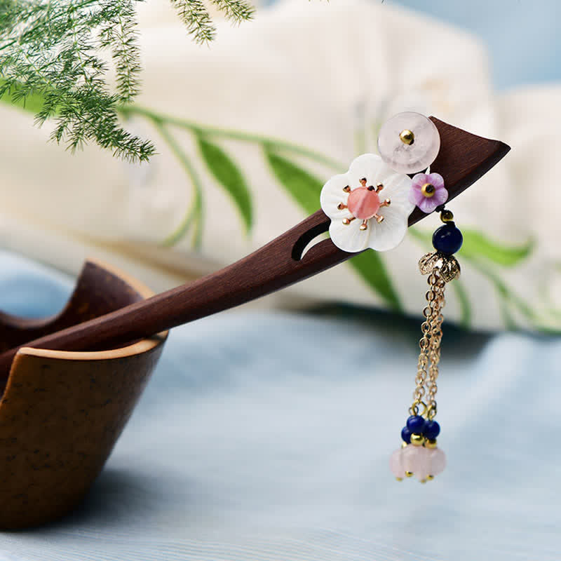 Stone of buddha Red Sandalwood Pink Crystal Charm Healing Hairpin Decorations
