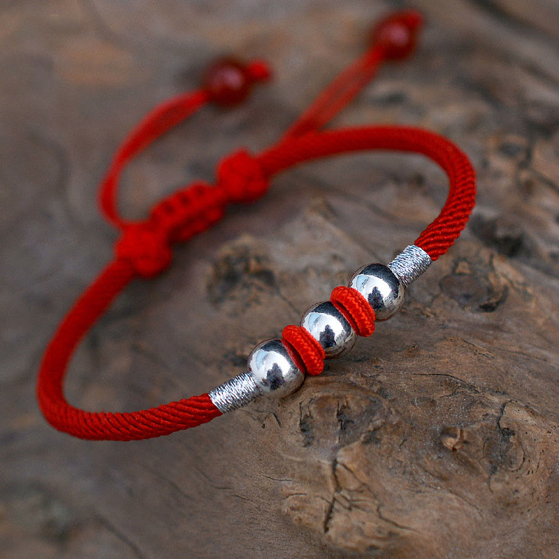 Stone of buddha 925 Sterling Silver Lucky Bead Protection Red String Bracelet