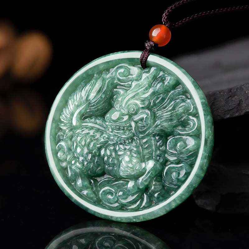 Stone of buddha Natural Jade Kirin Abundance String Necklace Pendant
