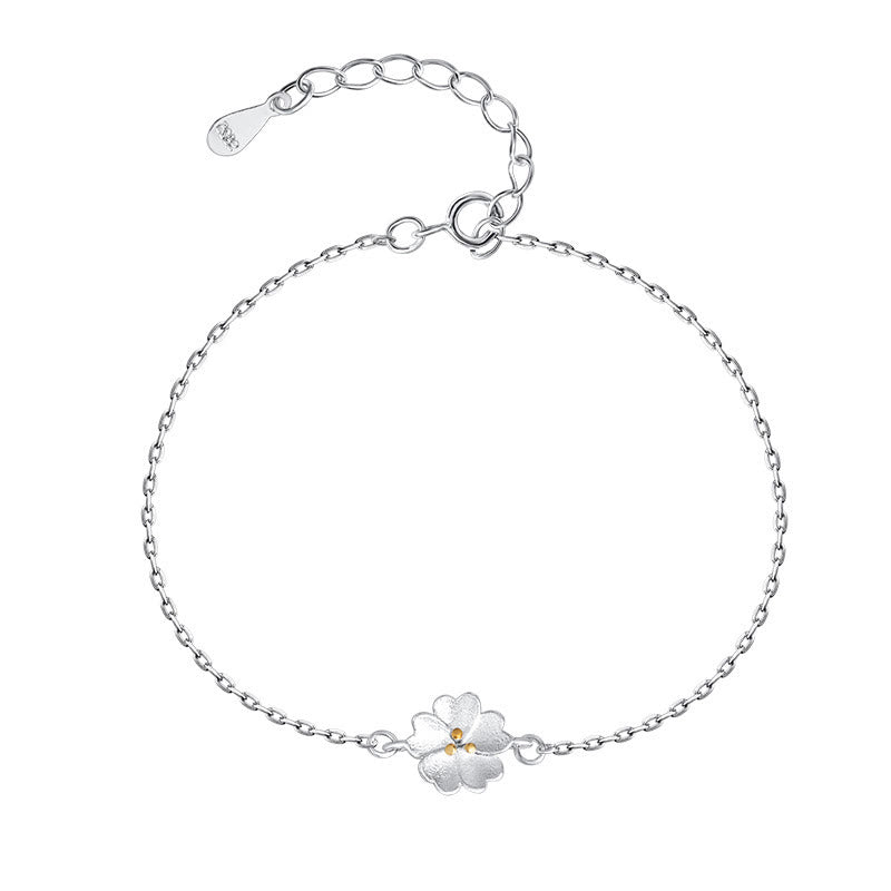Stone of buddha 925 Sterling Silver Cherry Blossom Blessing Chain Bracelet