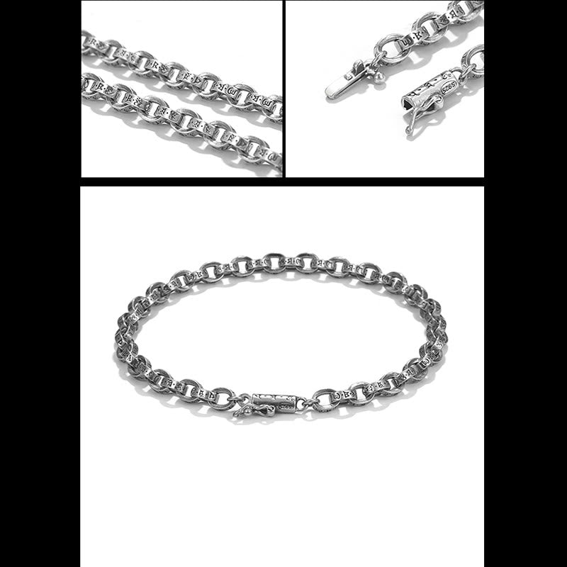 Stone of buddha 925 Sterling Silver Om Mani Padme Hum Carved Design Creativity Metal Bracelet
