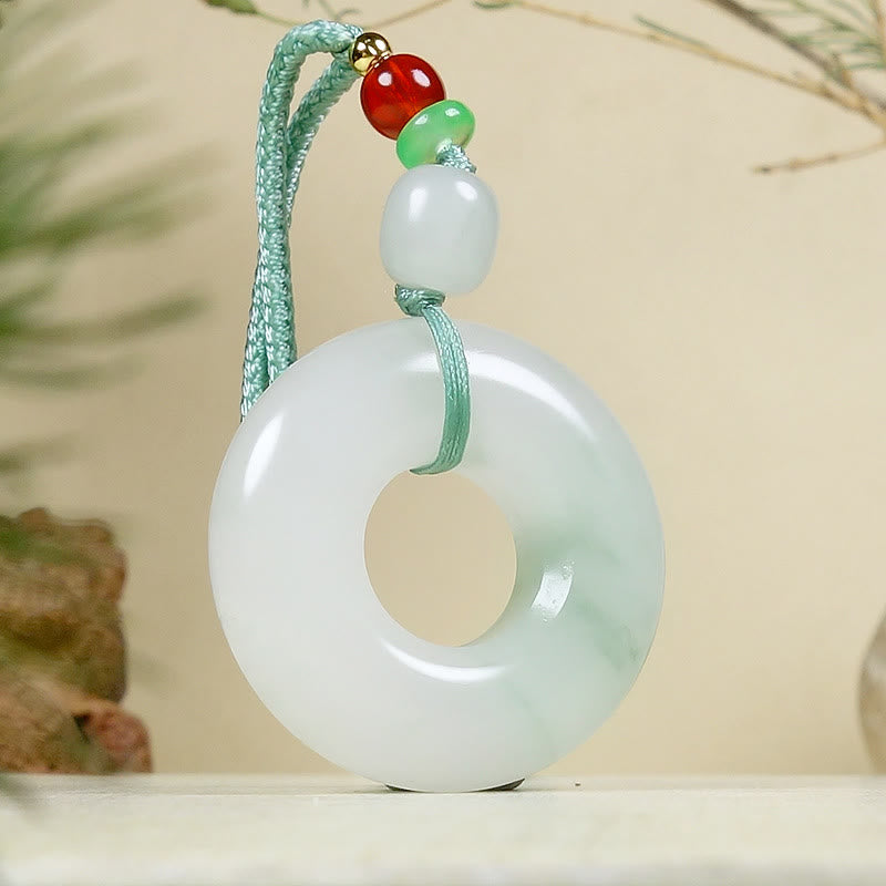 Stone of buddha Natural Jade Peace Buckle Prosperity Necklace Pendant