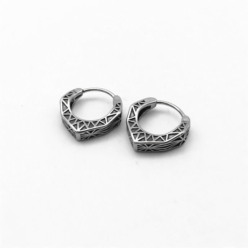 Stone of buddha Viking Hoop Titanium Steel Balance Earrings