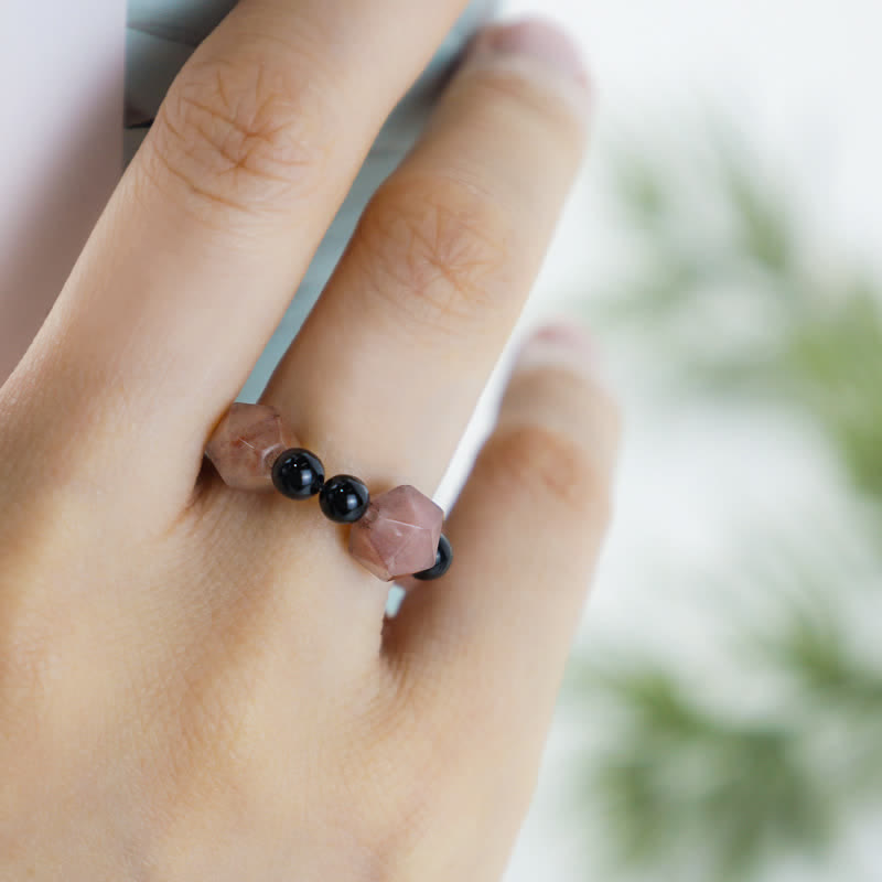 Stone of buddha Yin Yang Symbol Balance Luck Ring