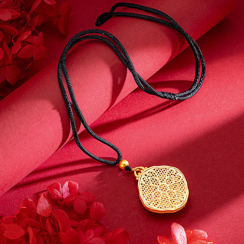 Stone of buddha Flower Love Heart Copper Wealth Necklace Pendant