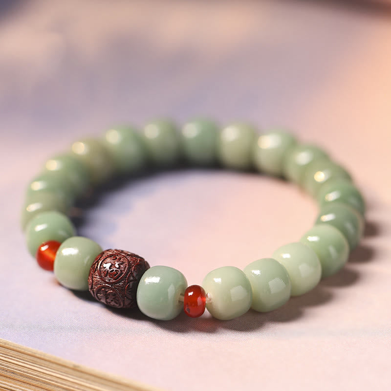 Stone of buddha Bodhi Seed Auspicious Cloud Fu Character Bead Peace Bracelet