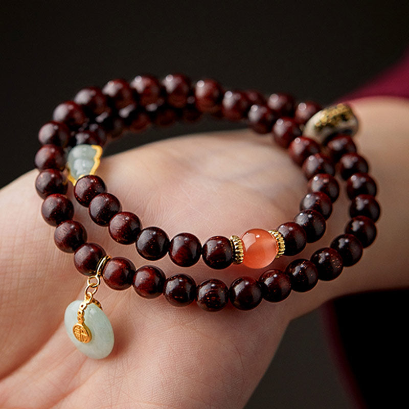Stone of buddha Chinese Zodiac Natal Buddha Small Leaf Red Sandalwood Jade Red Agate PiXiu Sooth Bracelet