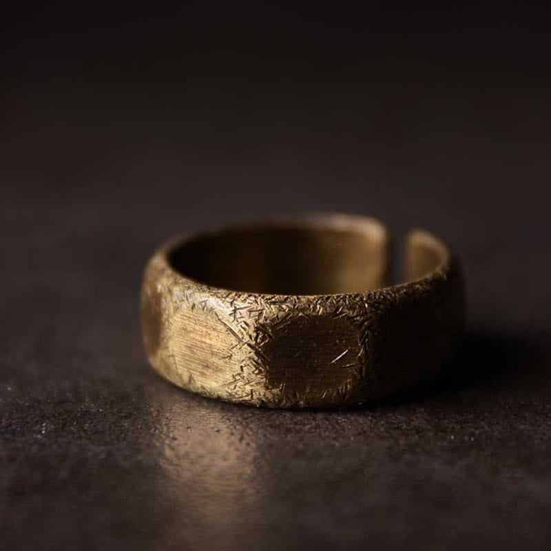 Stone of buddha Tibetan Simple Design Copper Brass Frosted Wealth Ring