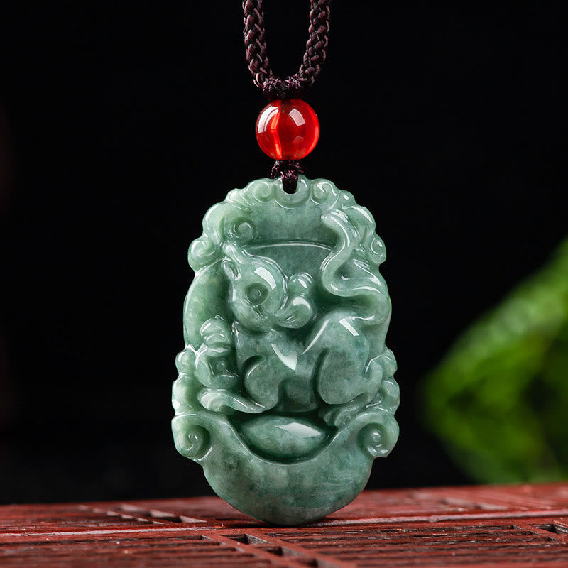 Stone of buddha Natural Jade 12 Chinese Zodiac Prosperity Necklace Pendant
