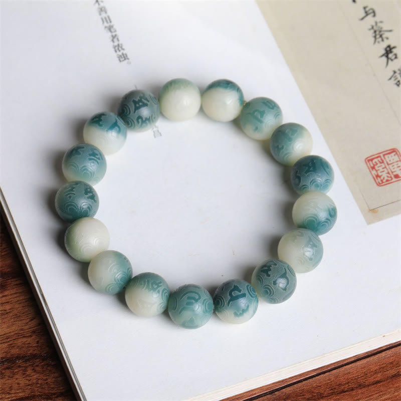 Stone of buddha Bodhi Seed Om Mani Padme Hum Engraved Keep Away Evil Spirits Bracelet