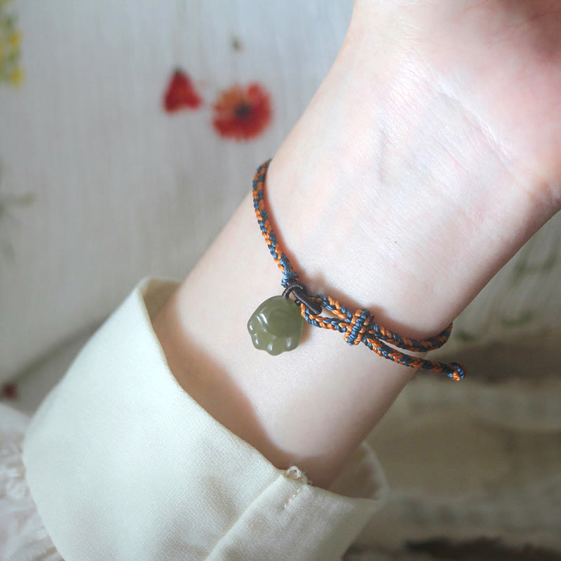 Stone of buddha Hetian Jade Cat Paw Lucky Bag Pattern Prosperity Bracelet