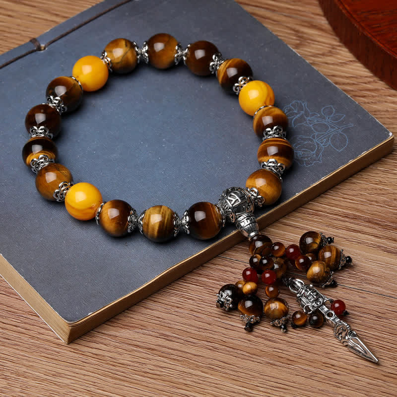 Stone of buddha Natural Tiger Eye Red Agate Dragon Vein Agate Stone Vajra Dorje Power Healing Bracelet Car Decoration