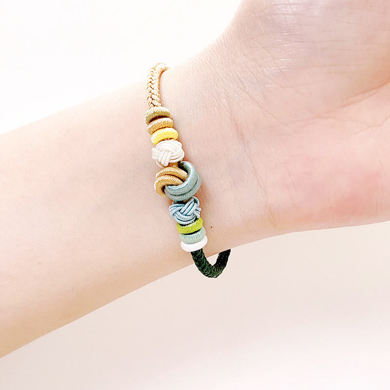 Stone of buddha Two-Color Rope Handcrafted Eight Thread Peace Knot Luck Connection Bracelet