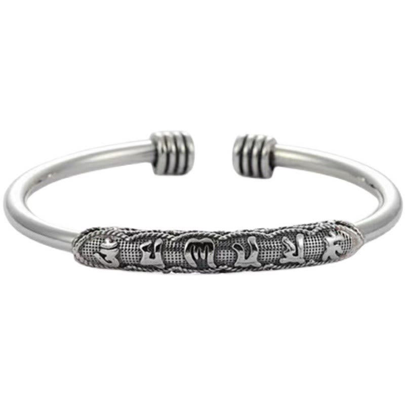 Stone of buddha Om Mani Padme Hum Engraved Peace Cuff Bracelet Bangle