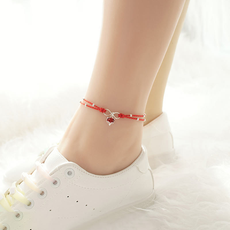 Stone of buddha Love Heart Infinity Symbol Braided String Anklet