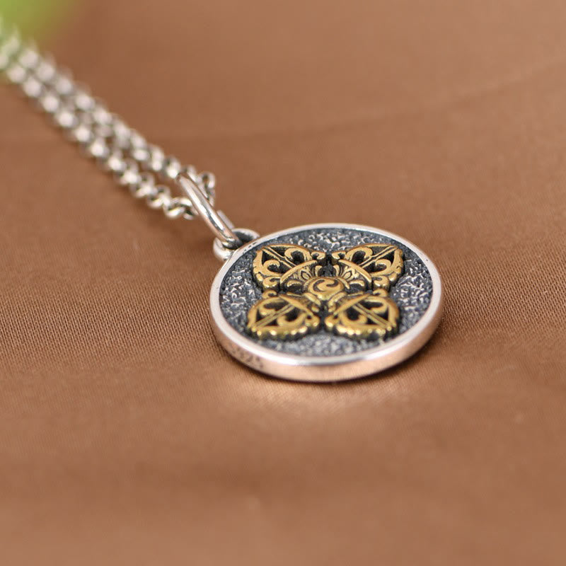 Stone of buddha 925 Sterling Silver Double Dorje Vajra Blessing Necklace Pendant