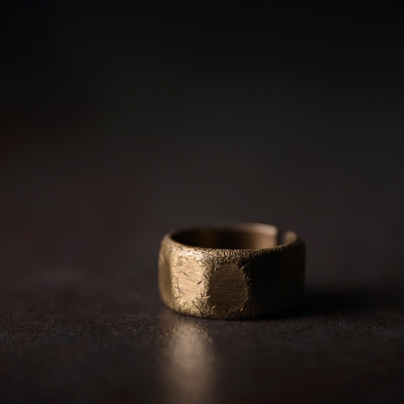 Stone of buddha Tibetan Simple Design Copper Brass Frosted Wealth Ring