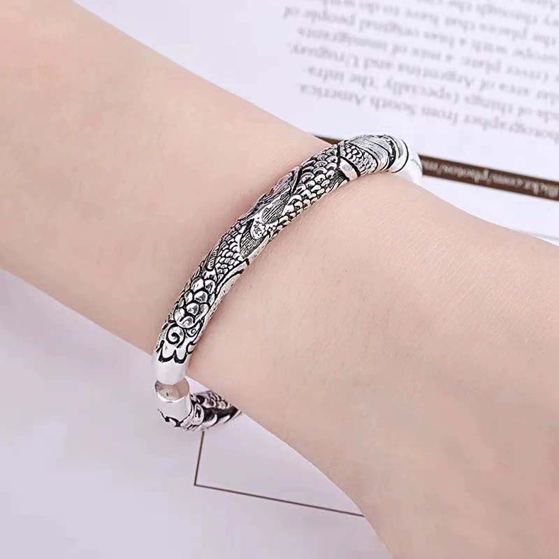 Stone of buddha Dragon Auspicious Clouds Luck Protection Bracelet Adjustable Bangle
