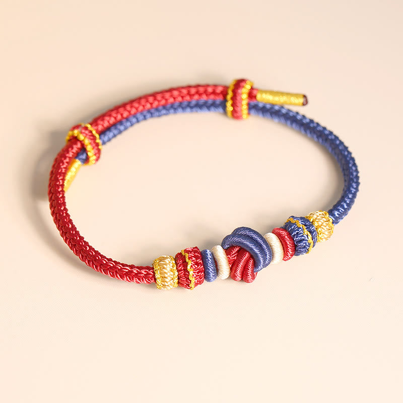 Stone of buddha Two-Color Rope Handcrafted Eight Thread Peace Knot Luck Connection Bracelet