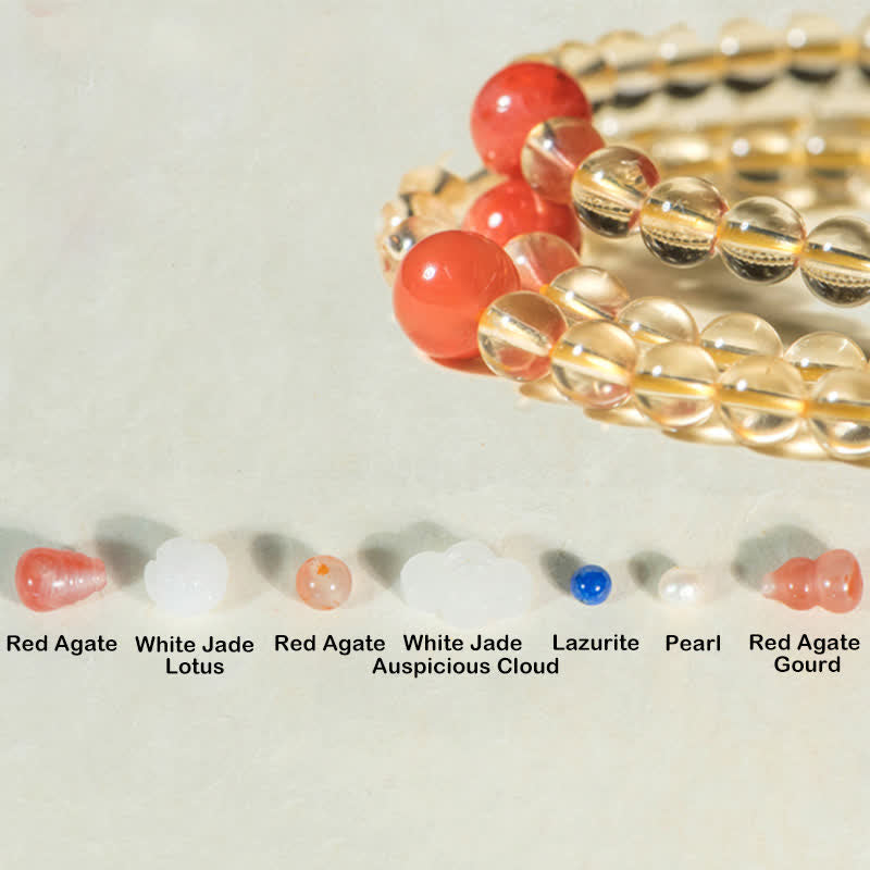Stone of buddha 108 Mala Beads 925 Sterling Silver Natural Citrine Red Agate White Jade Prosperity Charm Bracelet