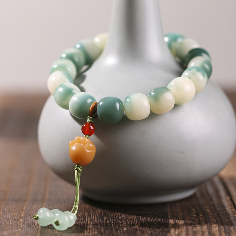 Stone of buddha Gradient Bodhi Seed Nine-Tailed Fox Cat Paw Claw Pine Cone Peace Bracelet