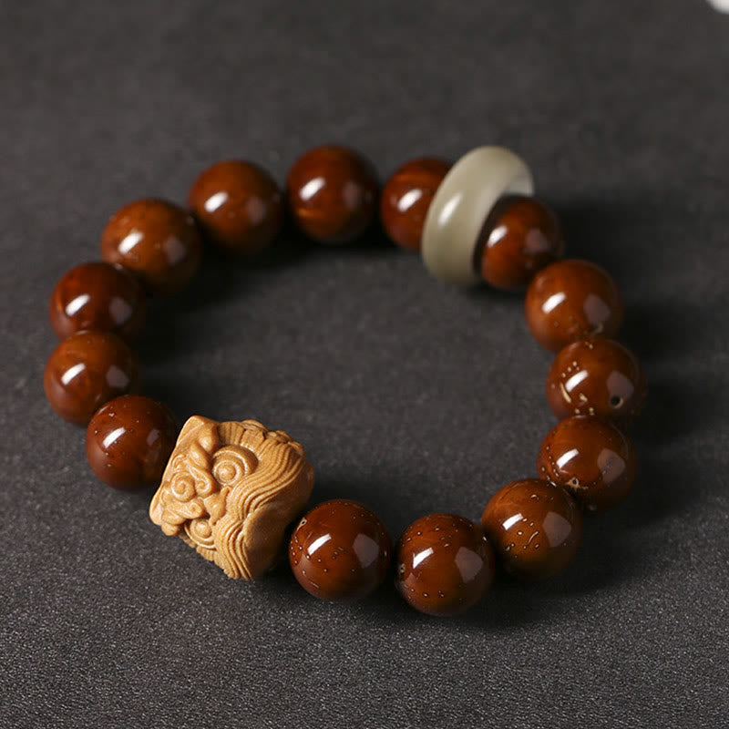 Stone of buddha Purple Bodhi Seed Dancing Lion Wisdom Bracelet