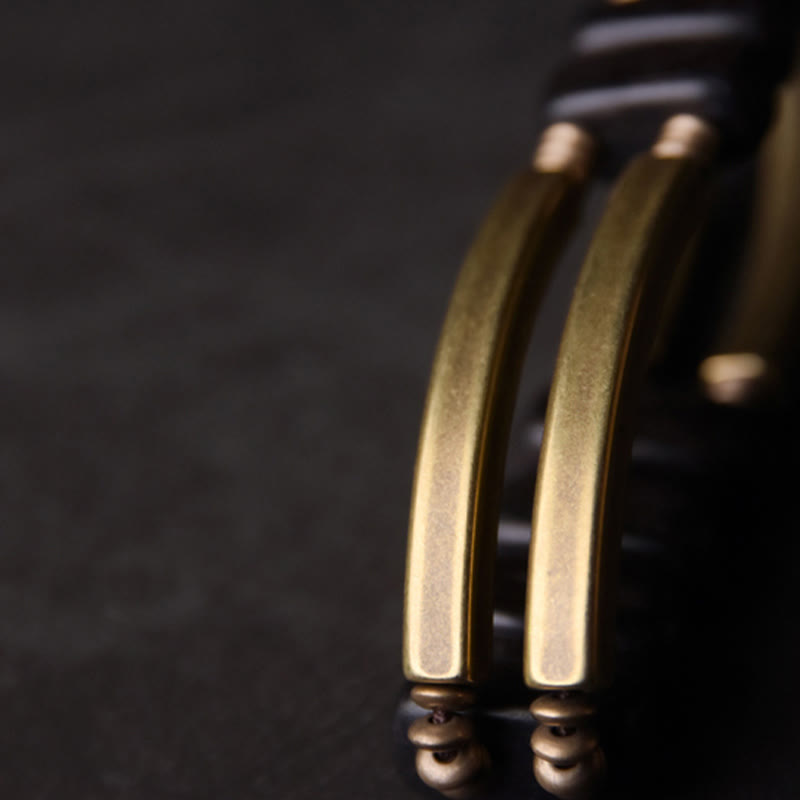 Stone of buddha Tibetan Ebony Wood Copper Balance Double Layer Bracelet