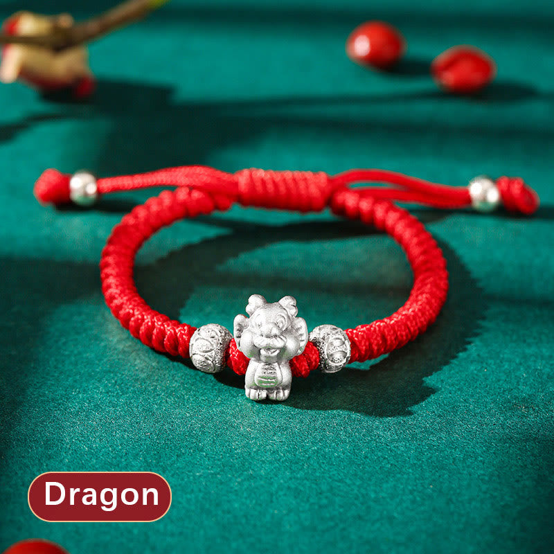 Stone of buddha 999 Sterling Silver Chinese Zodiac Red Rope Luck Handcrafted Kids Bracelet
