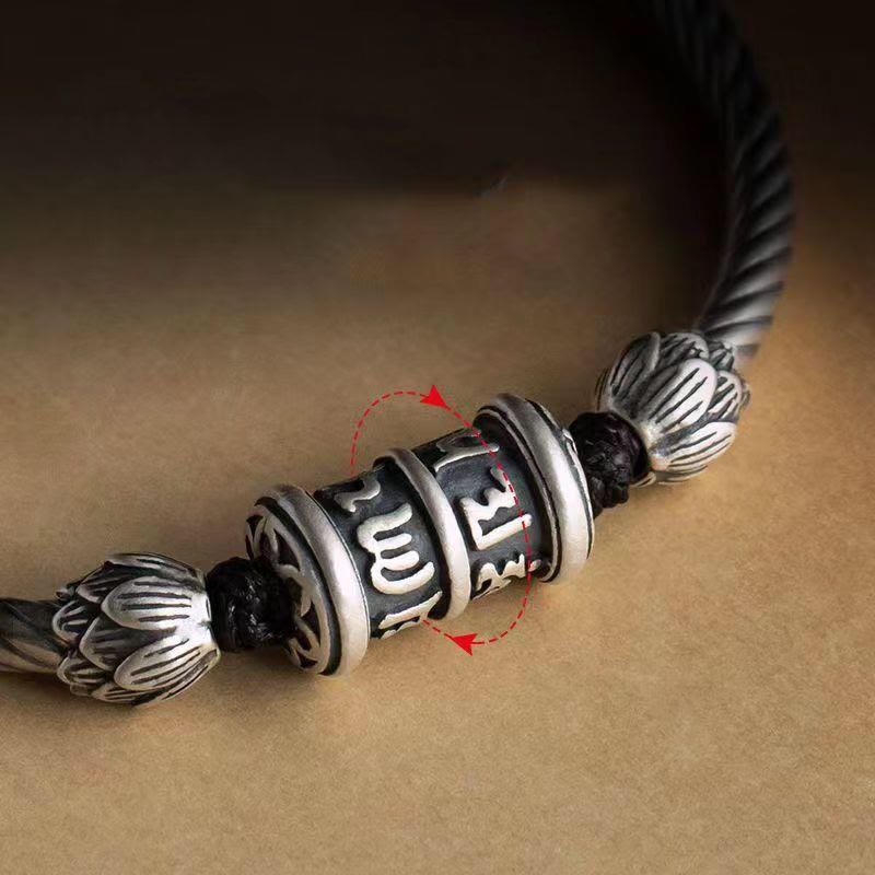 Stone of buddha Om Mani Padme Hum Lotus Peace Braided Bracelet